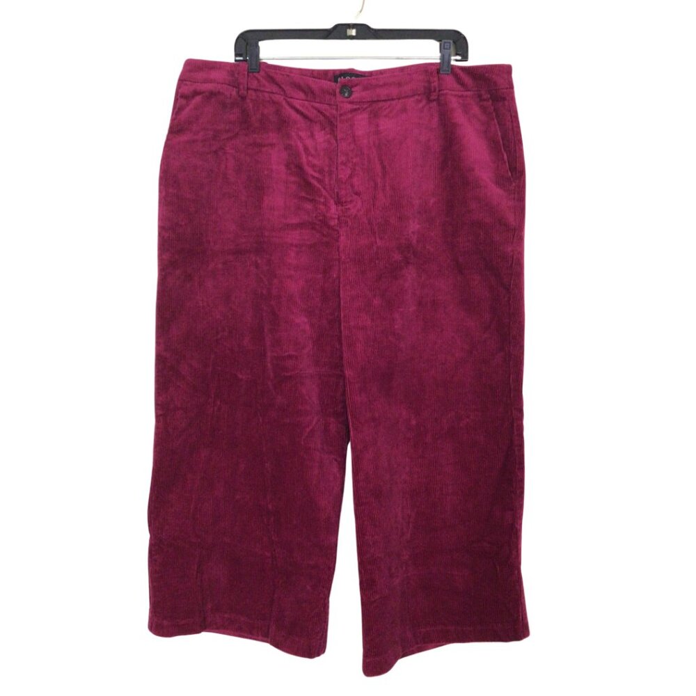 Eloquii Pants Women’s 18 Corduroy Wide Leg Cropped Crop Trouser Cords Berry Wine